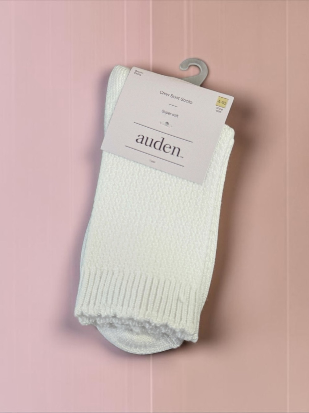 NWT Auden Super Soft Off-White Crew Boot Socks (Shoe Size 4-10)